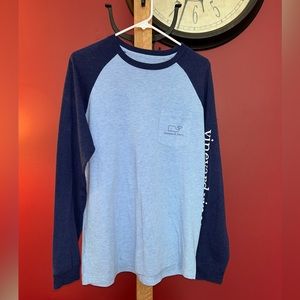 Vineyard Vines Long Sleeve Dark and Light Blue Mix